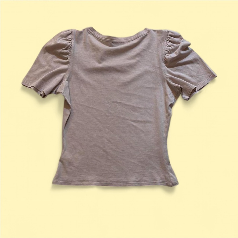 Express Pink Puff Sleeve Fitted Blouse